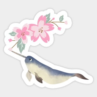 Narwhal Candy Pink Blossom Flowers Sticker